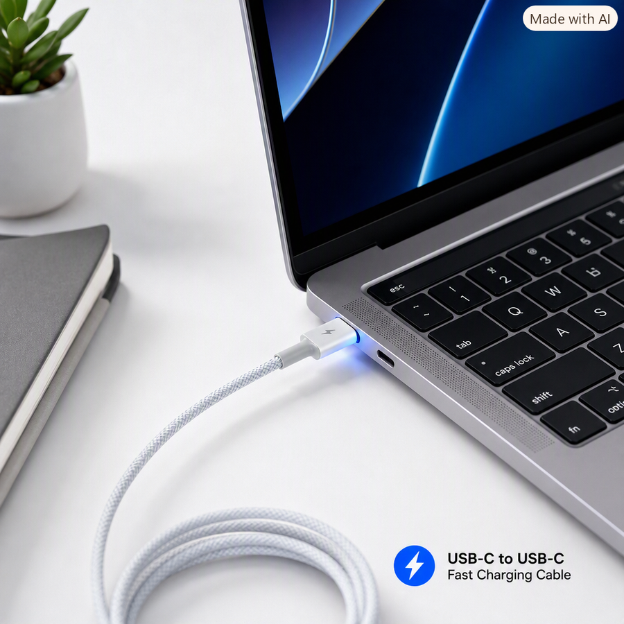 Cable plugged into a MacBook